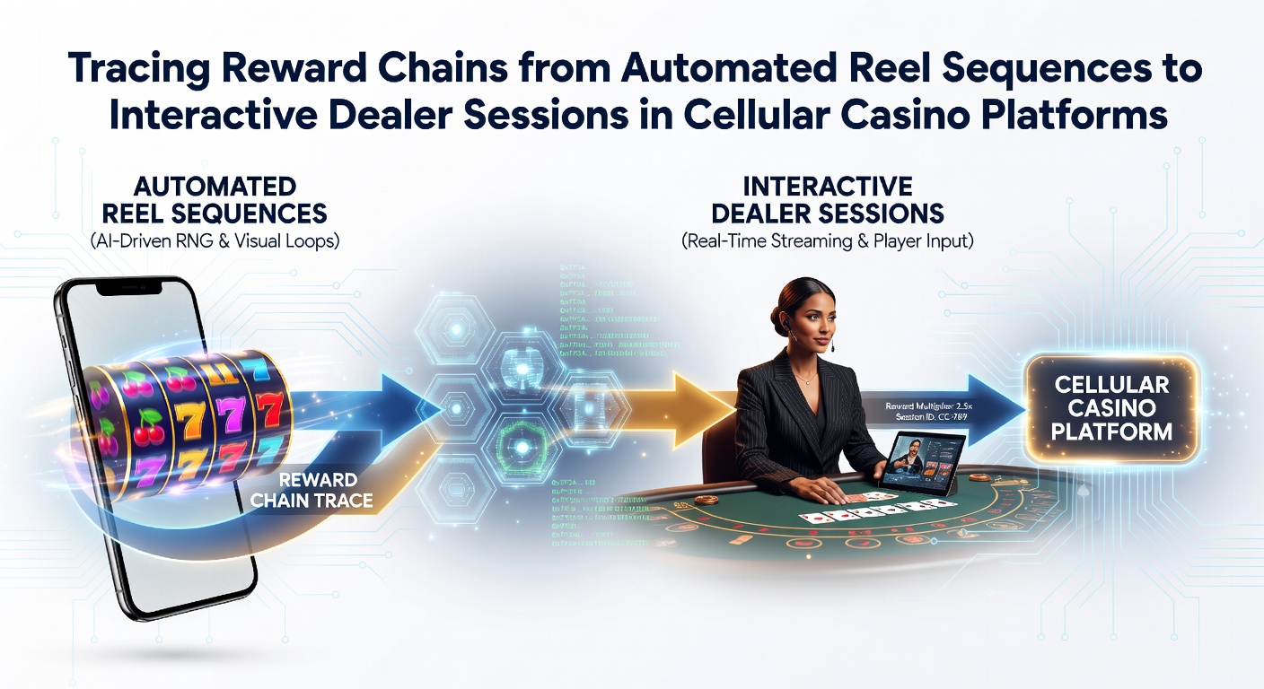 Darstellung von Walzenfolgen und mobilen Casino-Übergängen zu Live-Dealer-Sitzungen